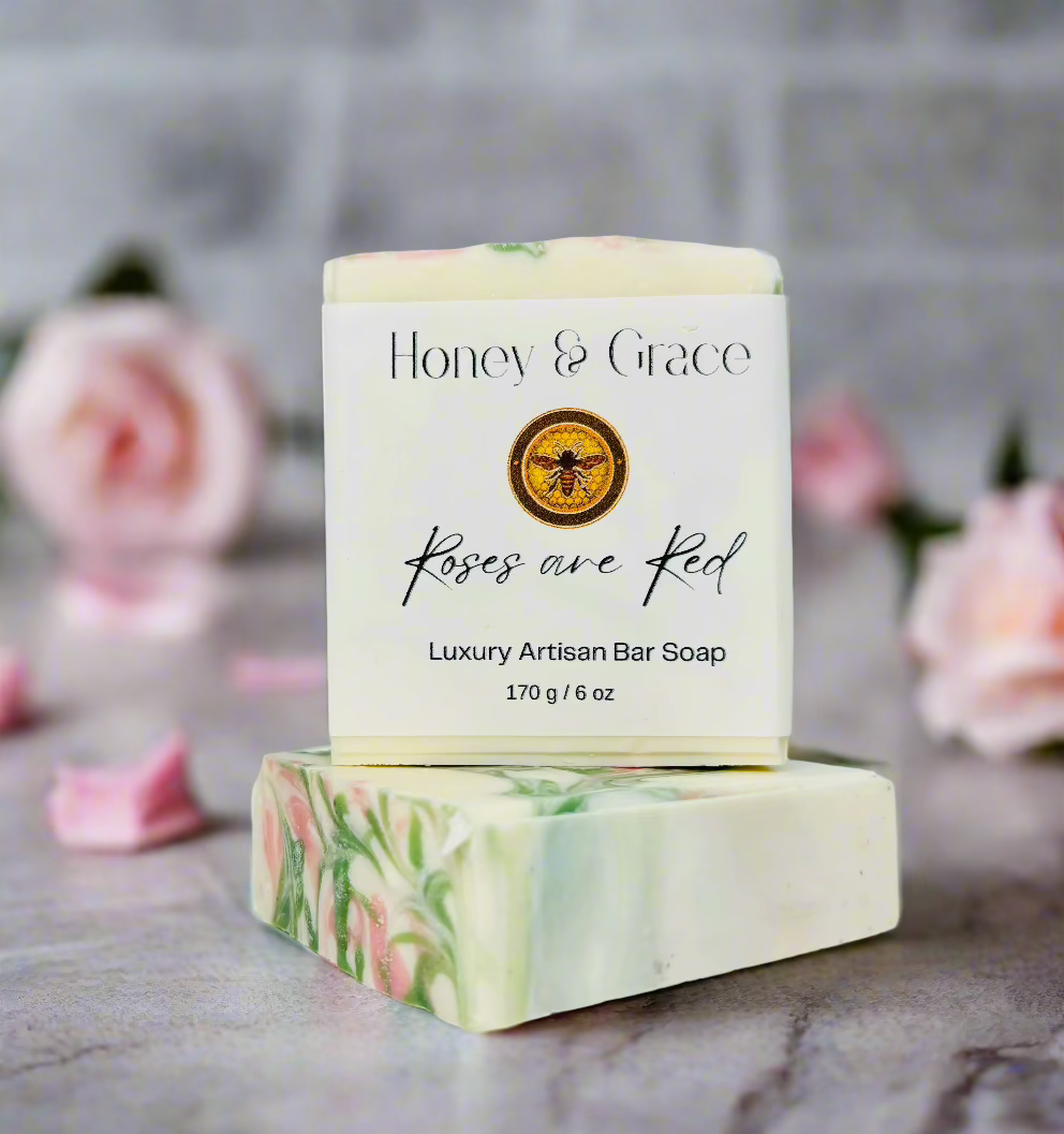 Honey and Grace Classic Red Rose Bar Soap 5.5 oz Honey Grace