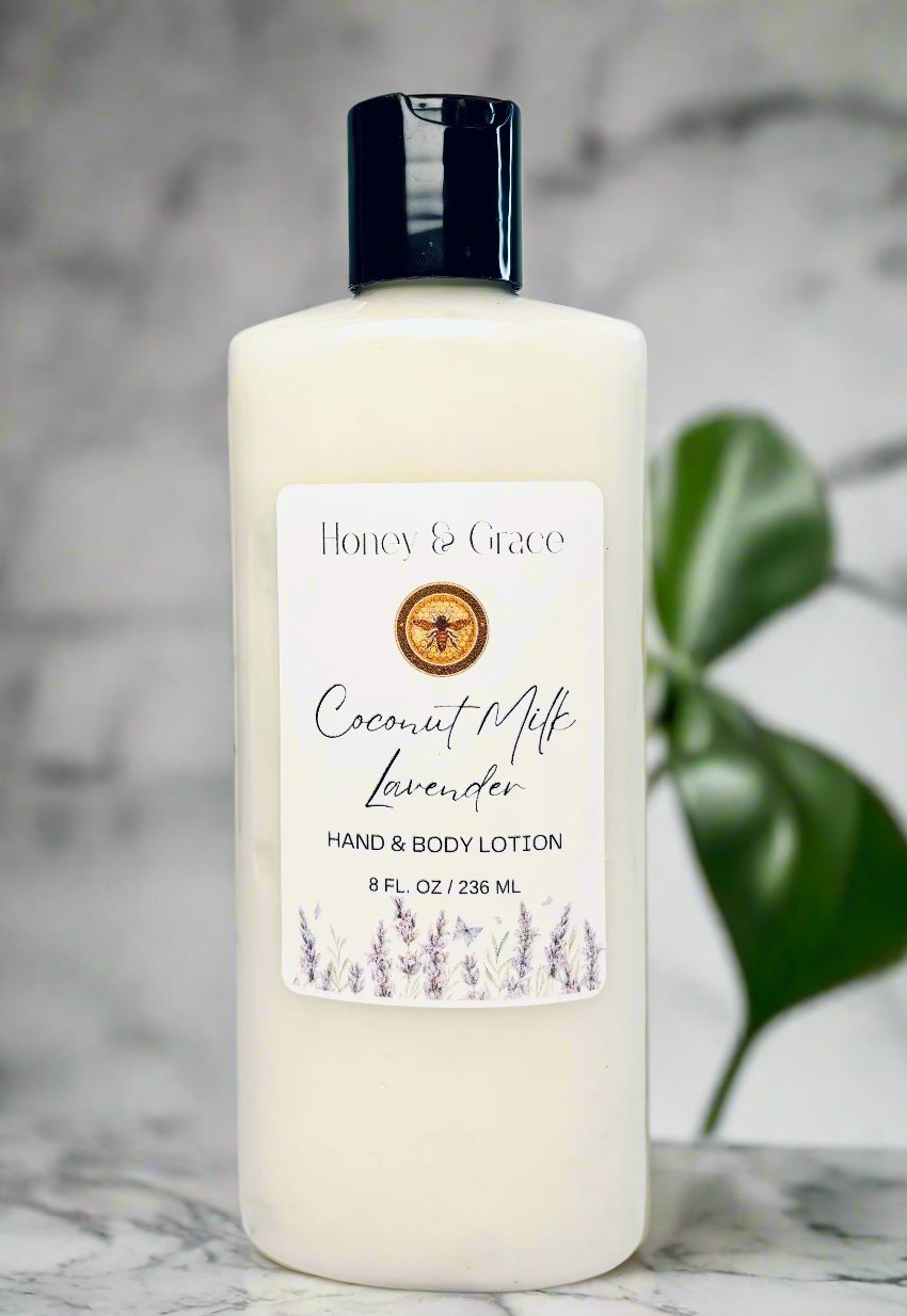 Honey and Grace Coconut Milk and Lavender Hand and Body Lotion 8oz Honey and Grace Soap Co.