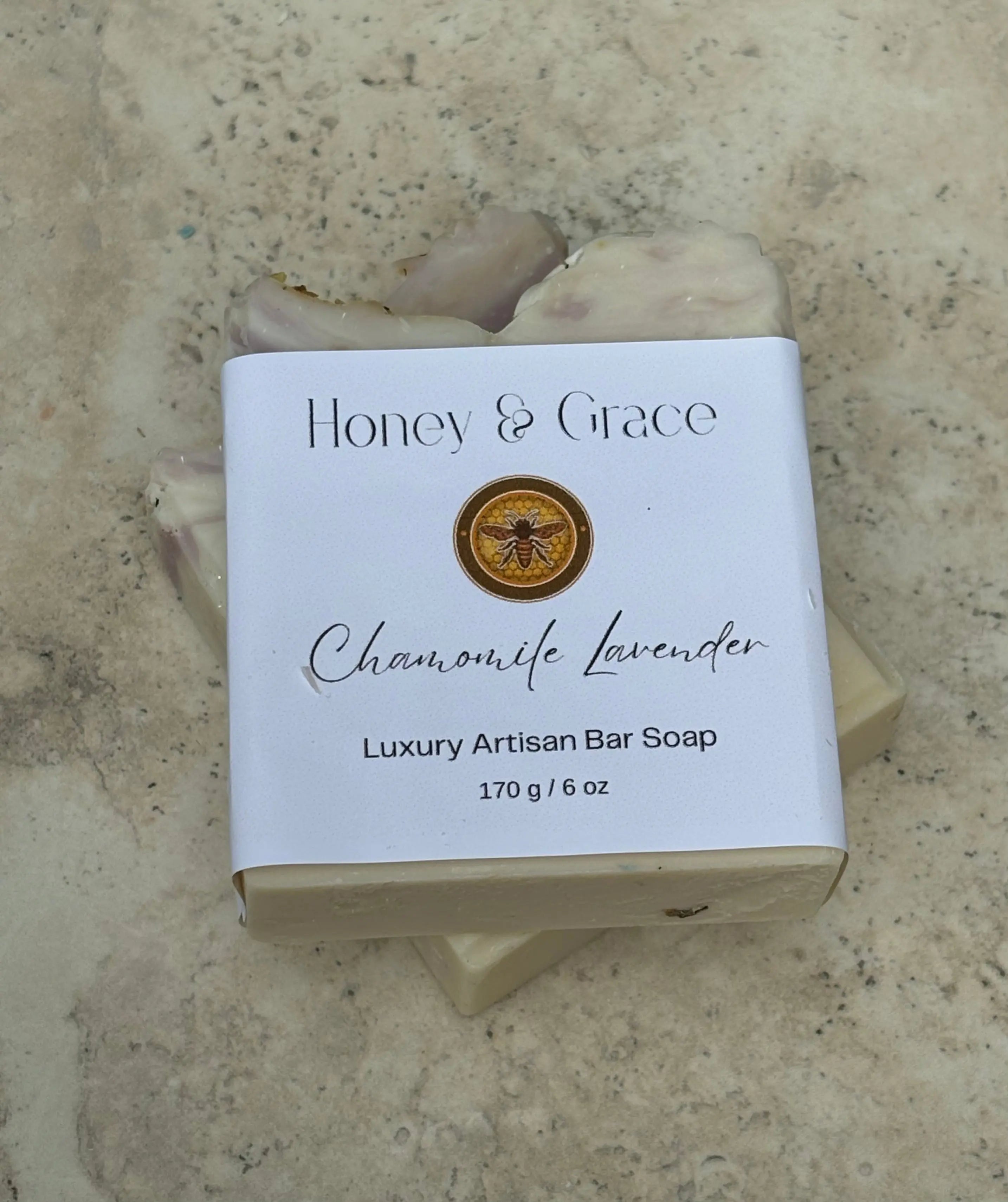 Honey and Grace Soothing Lavender and Chamomile Bar Soap. 5.5 oz Honey Grace
