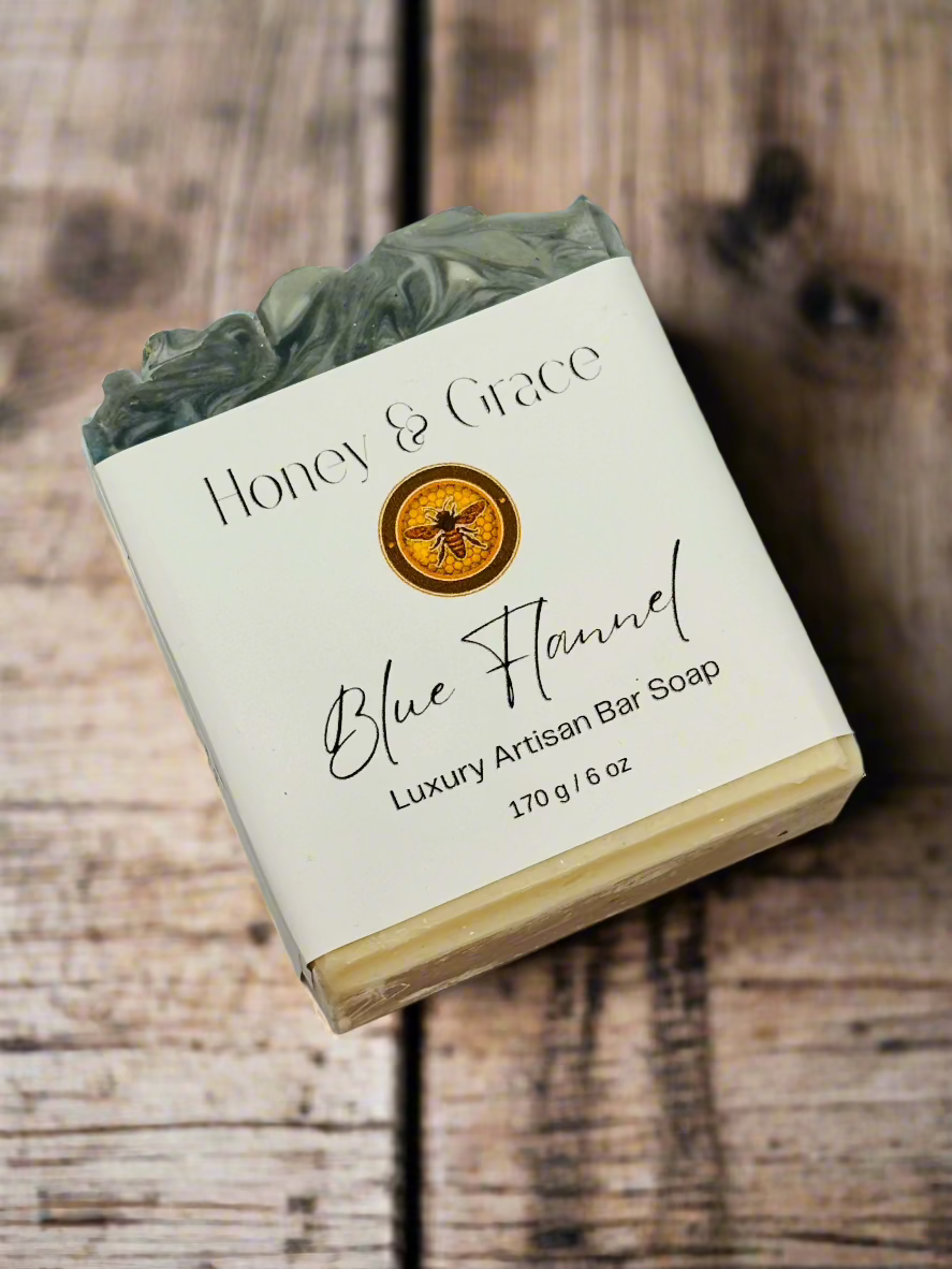 Honey and Grace Blue Flannel Bar Soap 5.5 oz Honey Grace