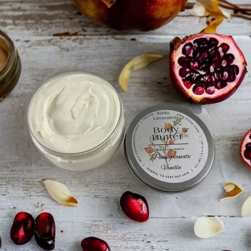 Pomegranate Vanilla Moisturizing Shea Butter Body Butter 8oz - Kinky Lavender Soap Co.