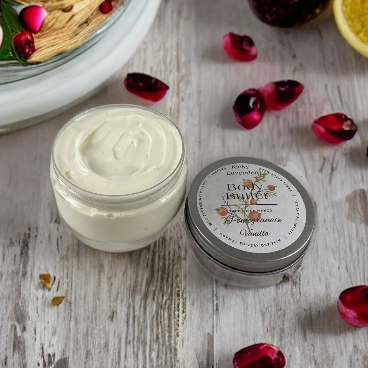 Pomegranate Vanilla Moisturizing Shea Butter Body Butter 8oz - Kinky Lavender Soap Co.