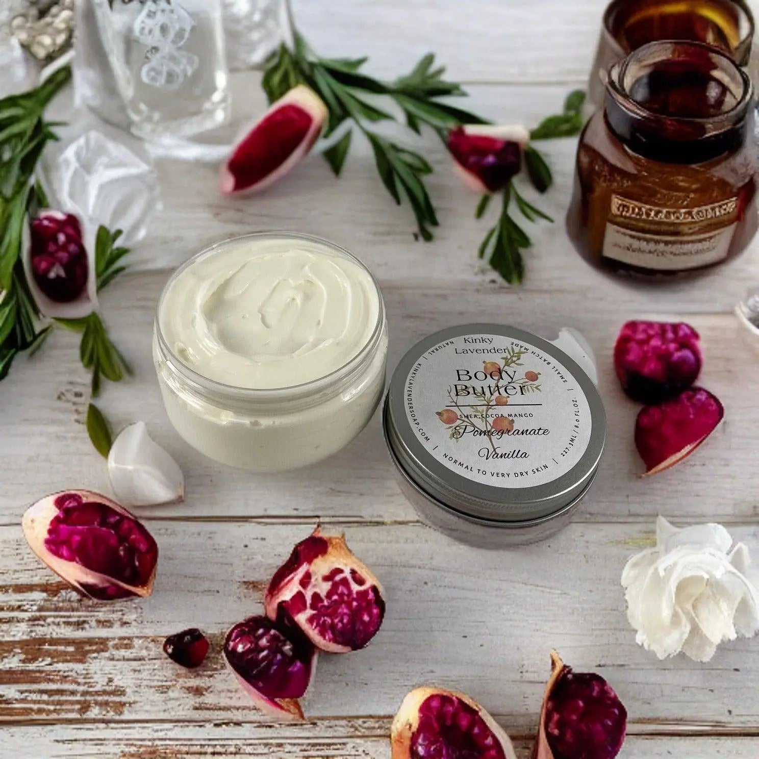 Pomegranate Vanilla Moisturizing Shea Butter Body Butter 8oz - Kinky Lavender Soap Co.