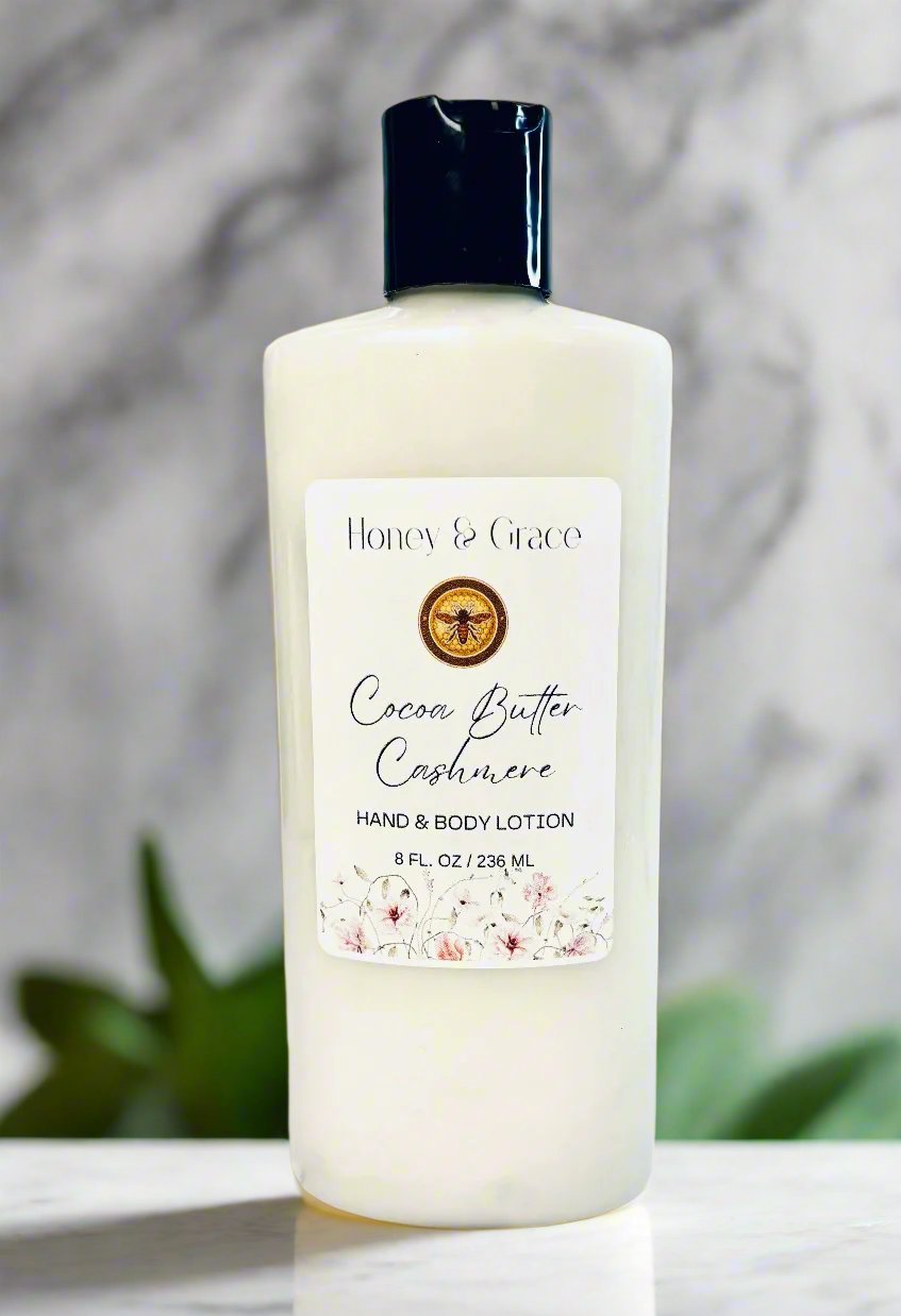 Honey and Grace Hydrating Cocoa Butter Cashmere Hand and Body Lotion 8oz Honey and Grace Soap Co.