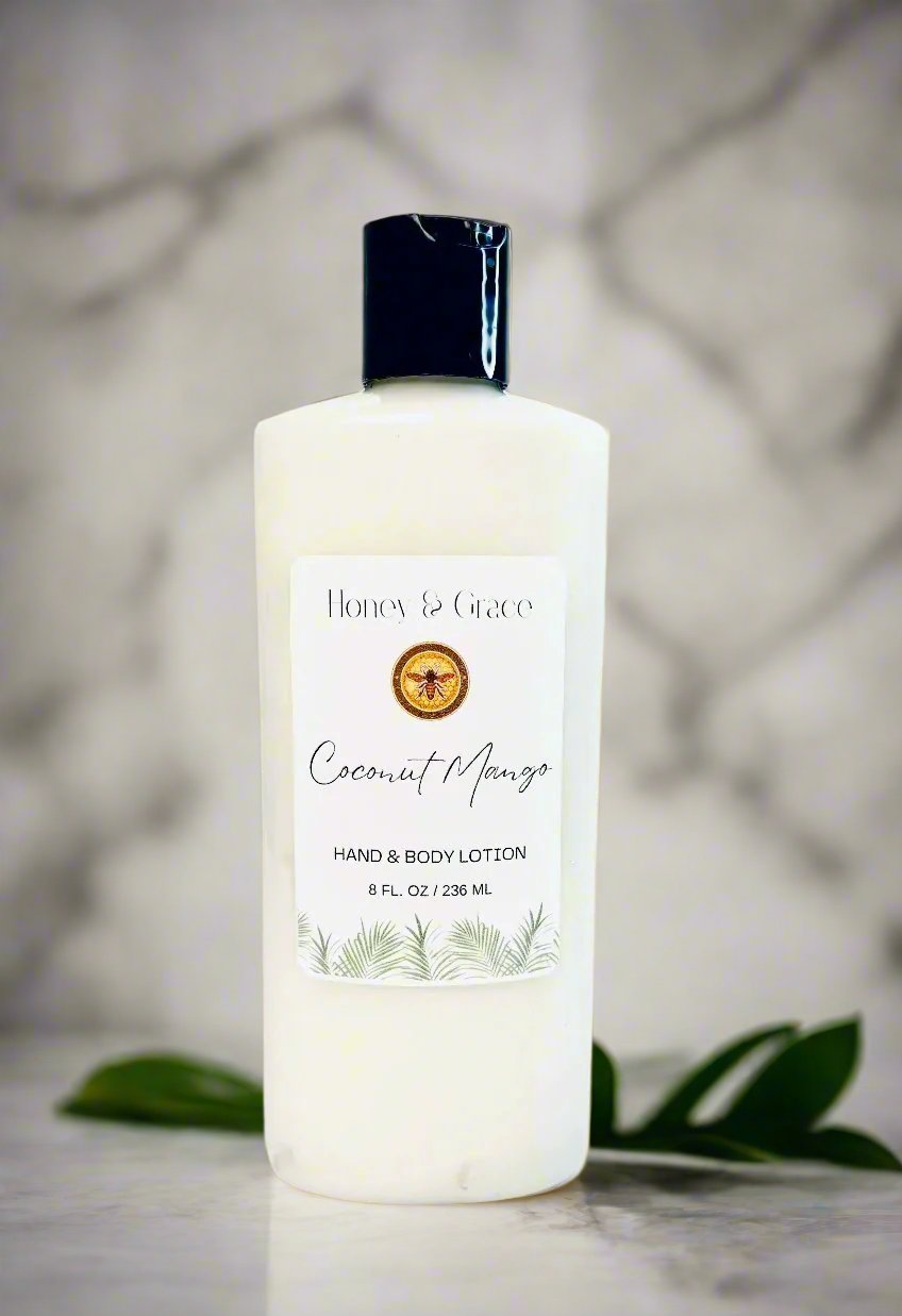 Honey and Grace Hydrating Coconut Mango Hand and Body Lotion 8 oz Honey and Grace Soap Co.