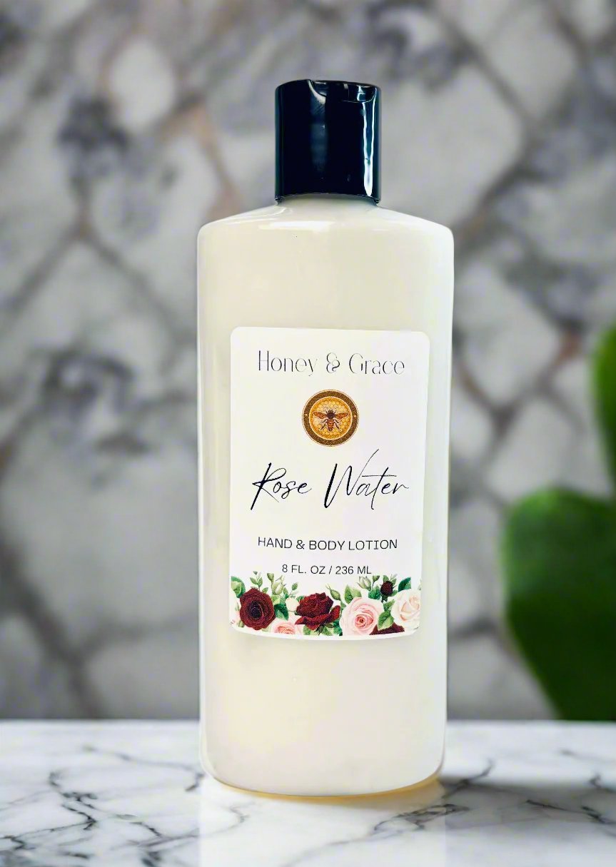 Honey and Grace Rose Water Body Lotion 8oz Honey and Grace Soap Co.