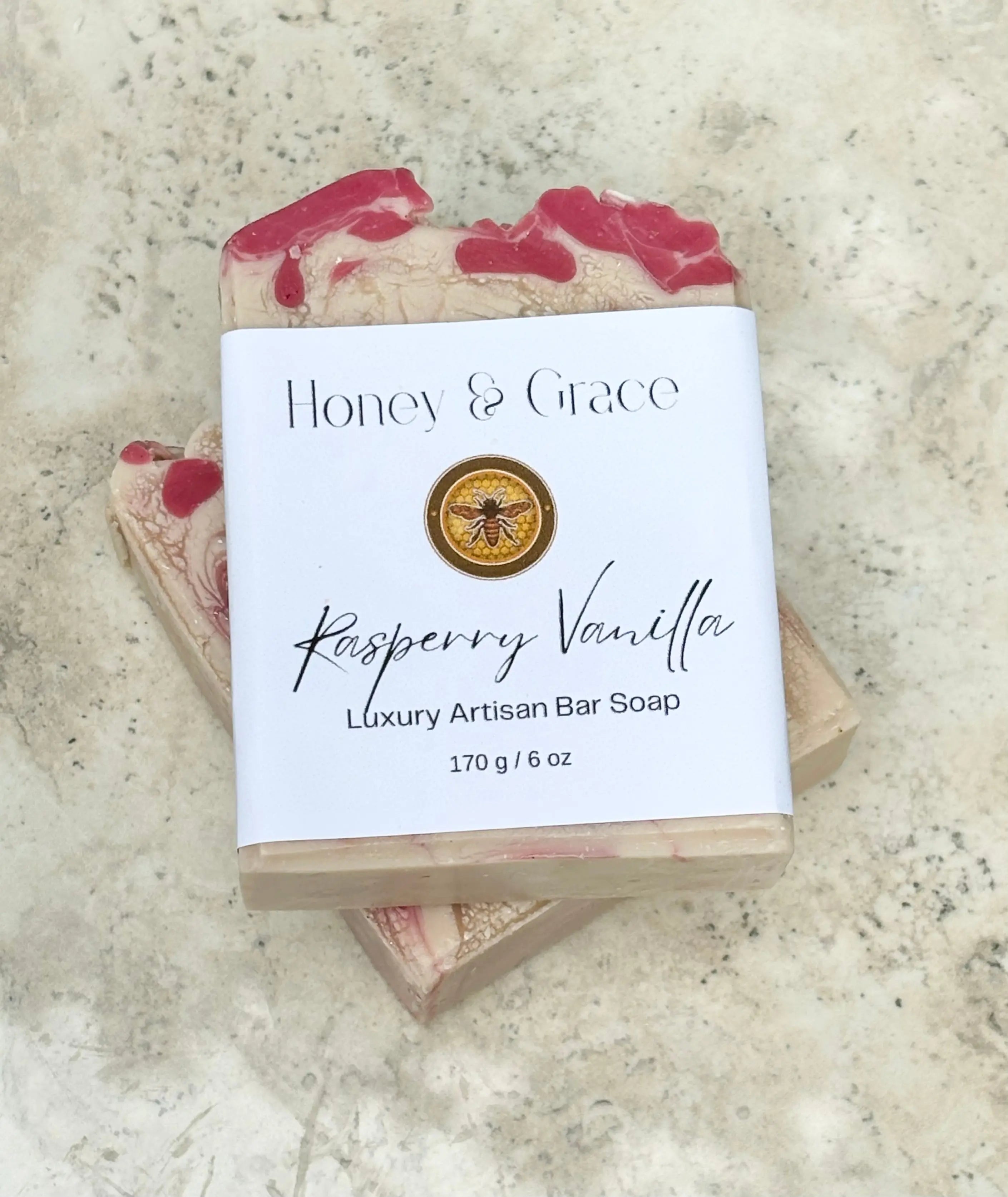 Honey and Grace Raspberry and Vanilla Bar Soap  5.5 oz Honey Grace