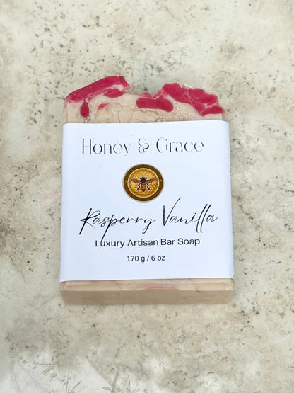 Honey and Grace Raspberry and Vanilla Bar Soap  5.5 oz Honey Grace