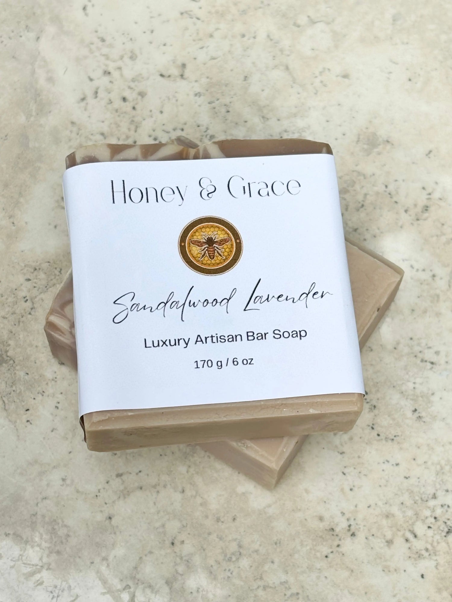 Honey and Grace Sandalwood Lavender Bar Soap. 5.5 oz Honey Grace