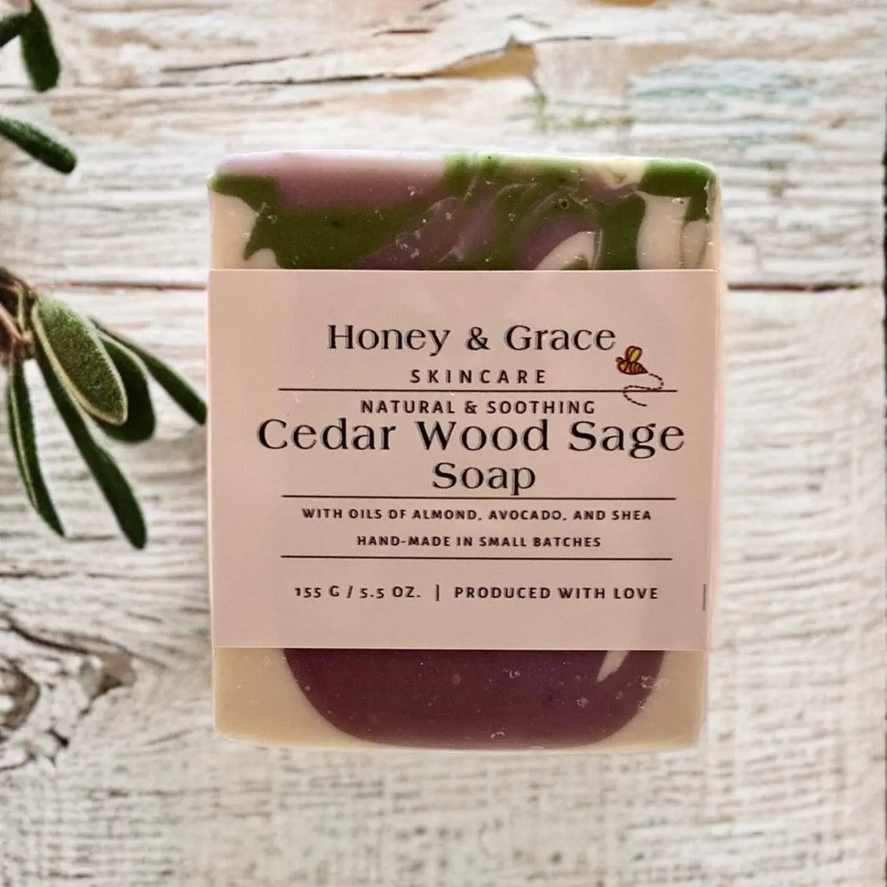 Natural Organic Handcrafted Cedar wood and Sage Soap - Honey and Grace Soap Co.