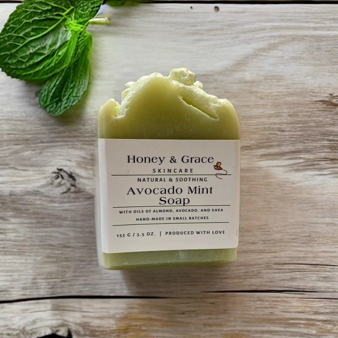 Natural Organic Handcrafted Fresh Avocado Mint Soap - Honey and Grace Soap Co.