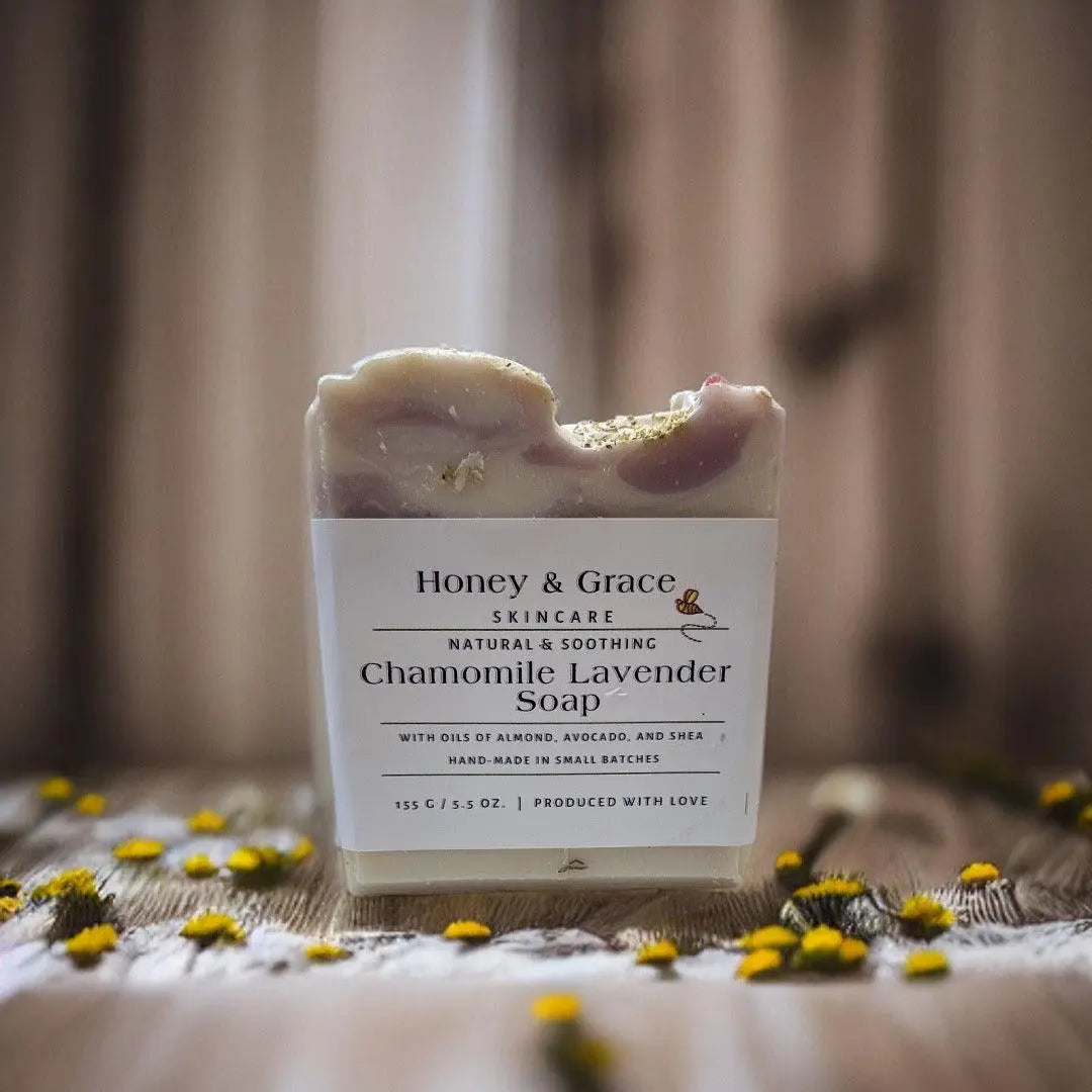 Natural Organic Handcrafted Lavender and Chamomile Soap - Honey and Grace Soap Co.