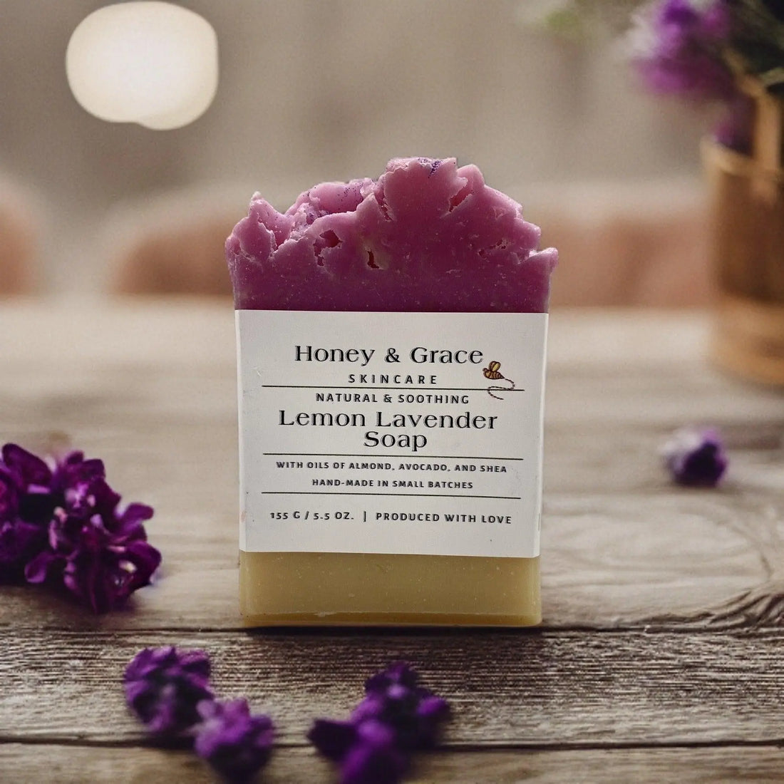 Natural Organic Handcrafted Lemon Lavender Soap - Honey and Grace Soap Co.