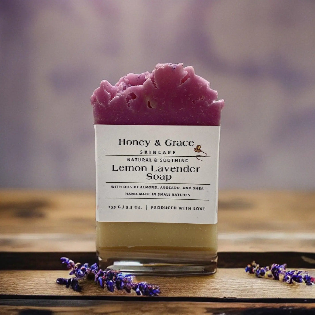 Natural Organic Handcrafted Lemon Lavender Soap - Honey and Grace Soap Co.