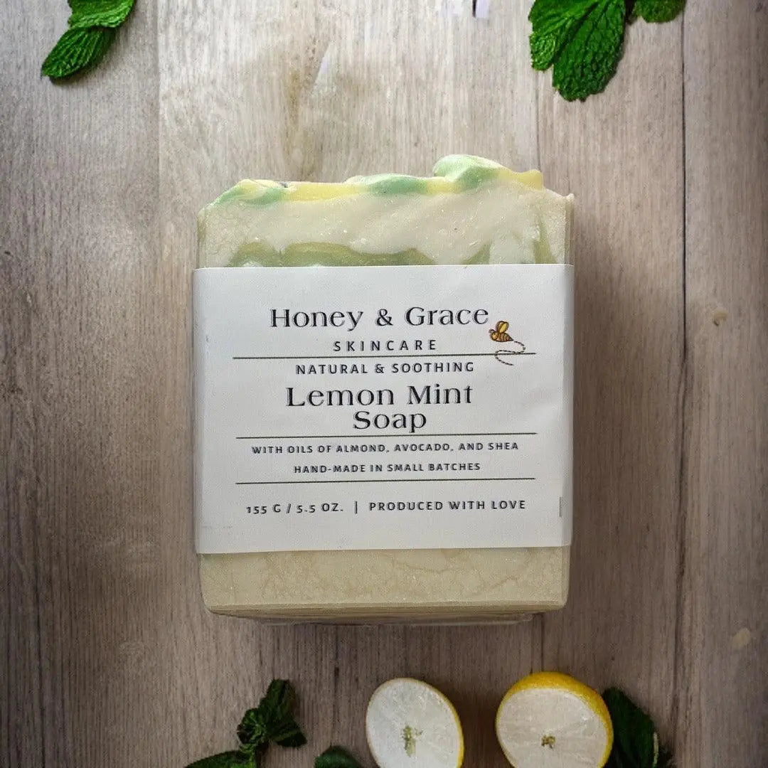 Natural Organic Handcrafted Lemon Mint Soap - Honey and Grace Soap Co.