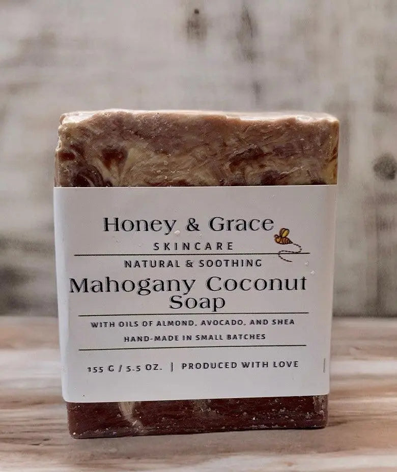 Natural Organic Handcrafted Mahogany and Coconut Soap - Honey and Grace Soap Co.