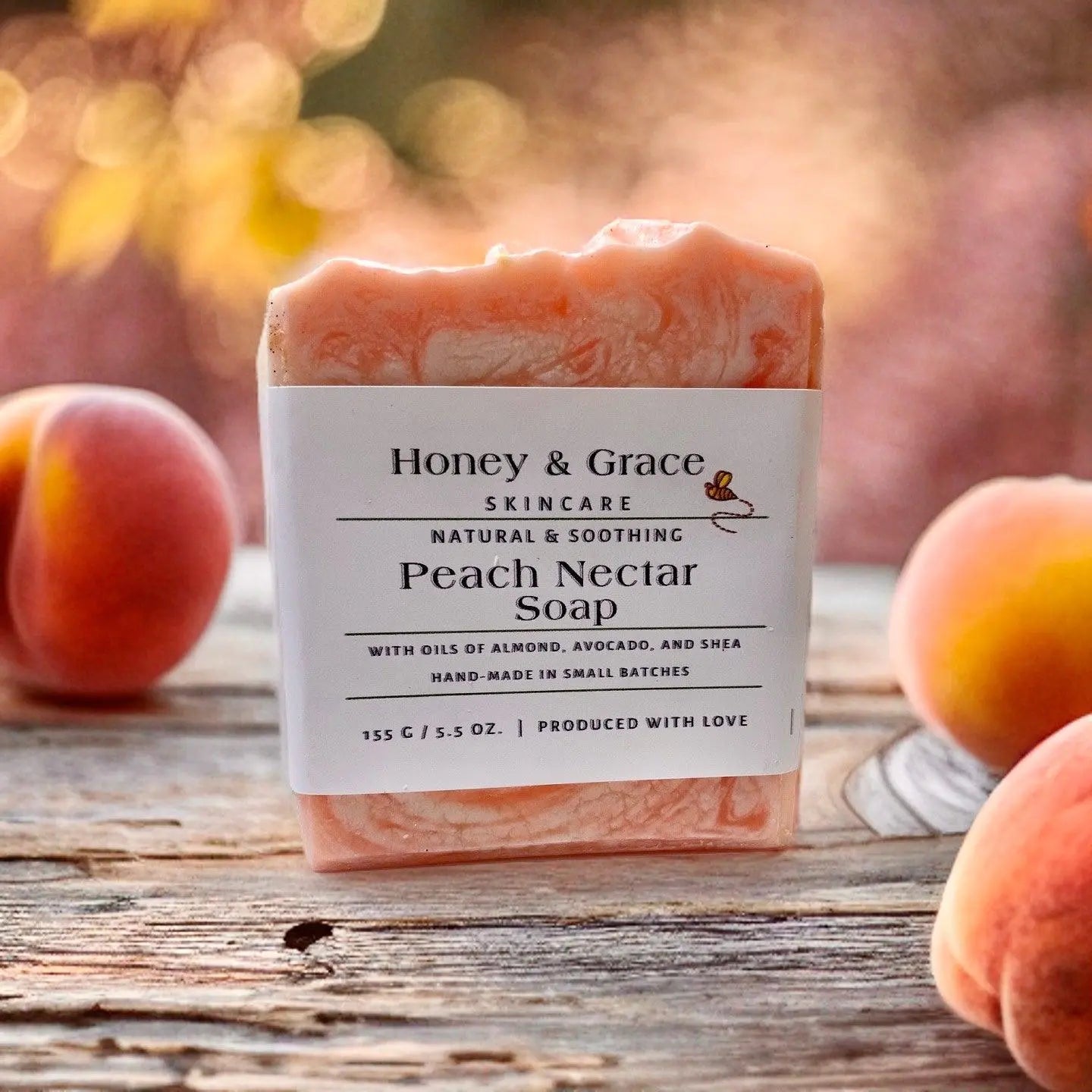 Natural Organic Handcrafted Peach Nectar Soap - Honey and Grace Soap Co.