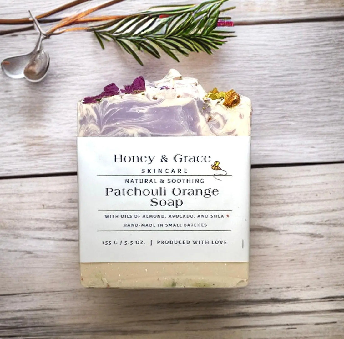 Natural Organic Handcrafted Patchouli and Orange Soap - Honey and Grace Soap Co.